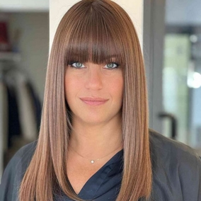 straight haircuts with bangs